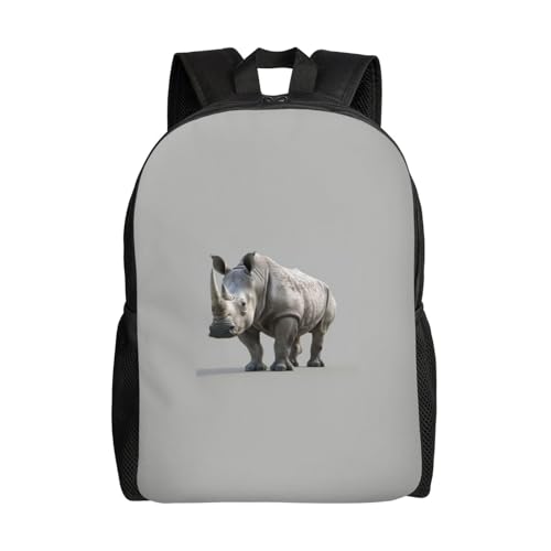GUOLGP Mochila impermeable de gran capacidad con estampado de rinoceronte animal para hombres y mujeres, elegante, trabajo, senderismo, al aire libre