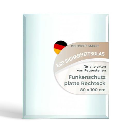 Funkenschutzplatte Glas Rechteck 80x100cm – Glasplatte für Kaminofen -...