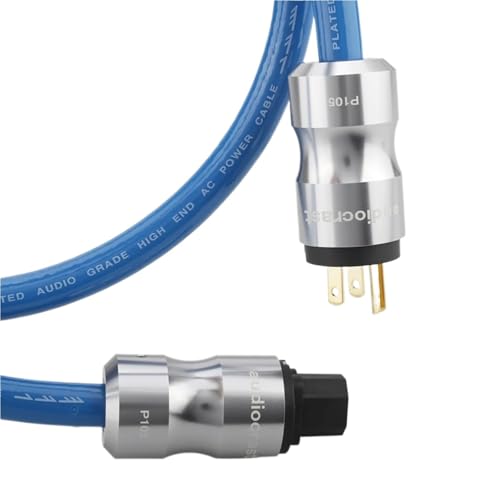 P111+105 High Power EMC Shielded AC Power Cord Silver Plated Powers Cord Cable HiFi Powers Cable for Tube amp(US Black Power Cabel,0.5m)