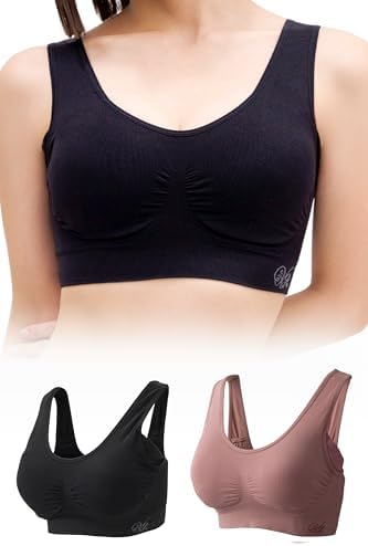 （02:00時点） VIAGE (ヴィアージュ) ビューティアップ スポーツブラ ナイトブラ 2枚セット (ブラック/プラムピンク, M-L) 全６サイズ 脇高設計 ノンワイヤー 背面着圧設計 締付け感なし