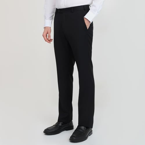 Image of Raymond Men Regular Fit Solid Pattern Poly Wool Blend Flat Front Formal Trouser