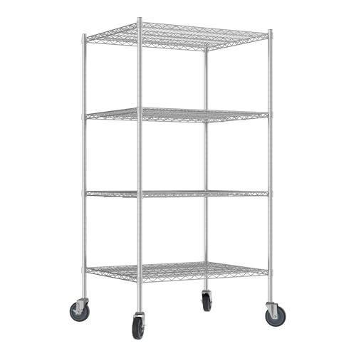 QUIET BOOK Commercial NSF Listed Chrome Mobile Wire Shelving Kit 30