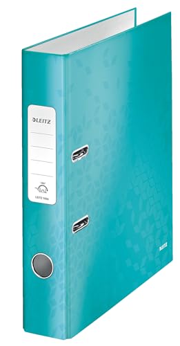 Leitz Qualitäts-Ordner 180 A4 schmal 5 2 cm Rückenbreite laminierte Graupappe Eisblau WOW Serie 10064051