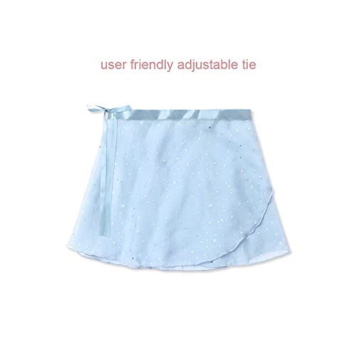 Image of EQSJIU Ballet Leotards for Girls with Removable Skirt Combo Tie Ruffle Sleeve Outfit
