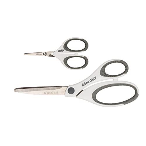 SINGER Ensemble de Ciseaux Confortables de 10,2 cm et 21,6 cm, Rose/Blanc