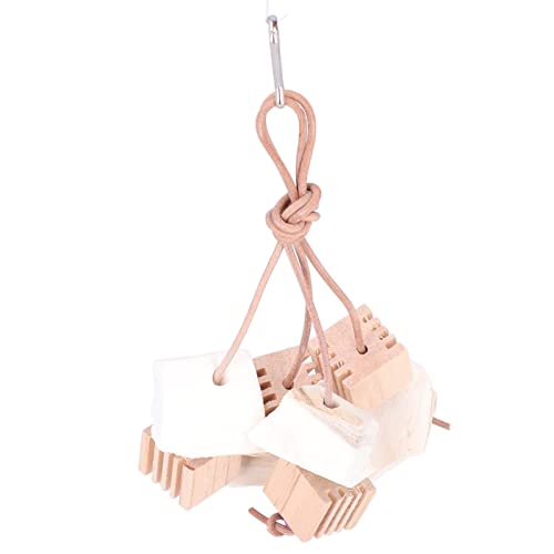 Conjunto de brinquedos para mastigar papagaio com tronco, osso de choco e corda de couro para moagem