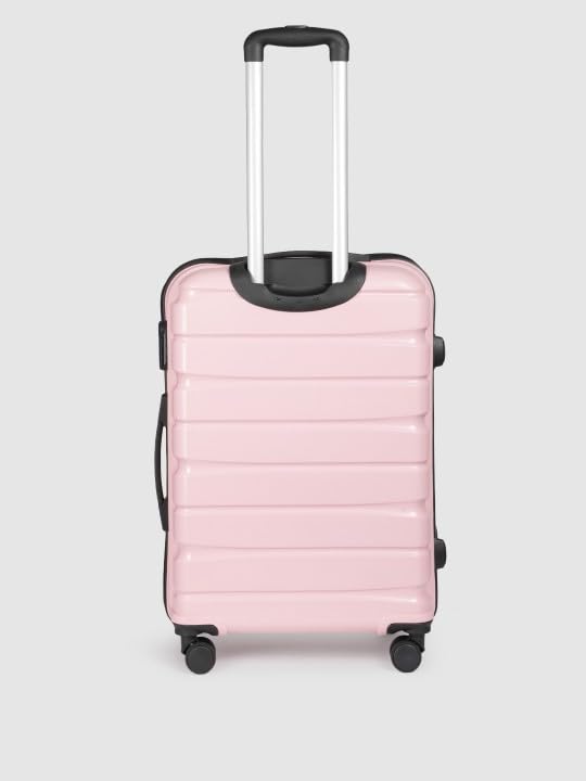 Image of Teakwood Small-Medium Cabin Size 8 Wheels Trolley Bag, Hard Cabin with Zipper Closure, Adjustable Push Button & Cross Side Strap, TSA Lock System 360 Degree (Set of 2, Rose)