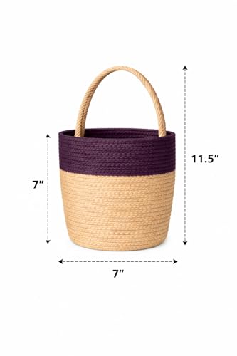 Image of JASMEY HOMES Wall Hanging Jute Basket for Vegetables /Newspaper Storage Box for Home /Milk Basket for Main Door Hanging (Purple)