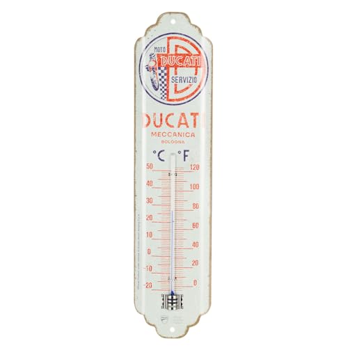Nostalgic-Art Thermomètre rétro, 7 x 28 cm, Ducati – Moto Servizio Meccanica – Idée cadeau pour motards, Official License Product (OLP), en métal,...