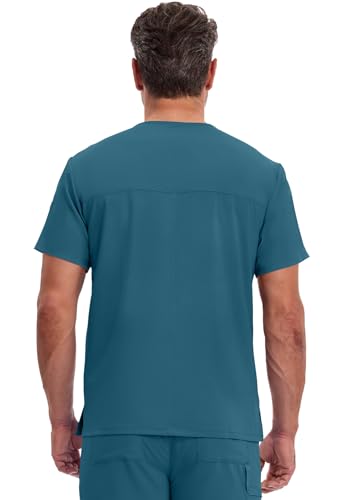 Image of Dickies EDS Essentials Scrubs for Men V-Neck 360 Stretch Medical Scrub Top | Relaxed Fit, 2 Pocket Design, 360 Stretch, Moisture Wicking Fabric, Durable Construction, Side Vents, Easy Care