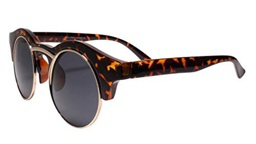 Vintage Inspired Classic Half Frame Semi-Rimless Round Circle Sunglasses