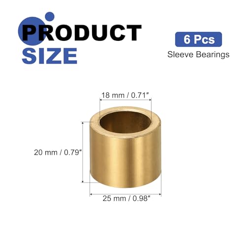 Rodamientos cilíndricos de bronce con diámetro interior de 18 mm 2