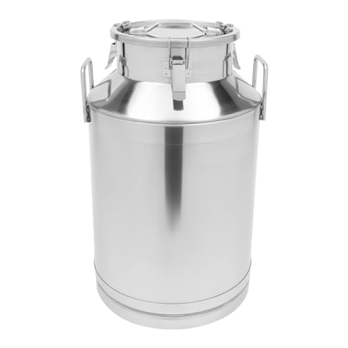 HEZHHA 60L/15.8Gal Milk Cans-Stainless Steel Milk, Transport Barrels Pail Milk Bucket Jug Oil Barrel Wine Barrel Canister Silicone Seal Barrels