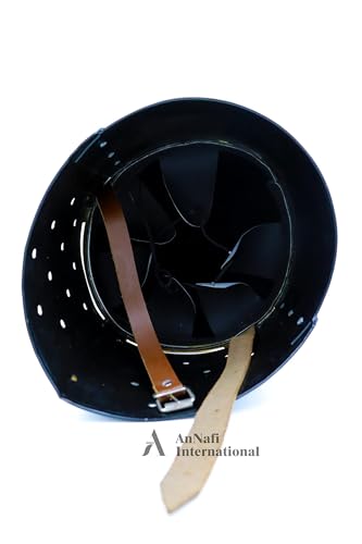 Image of AnNafi Medieval Black Sugarloaf Helmet, Ancient Roman Armor Spartan Knight Helm, Wearable Headwear with Stand