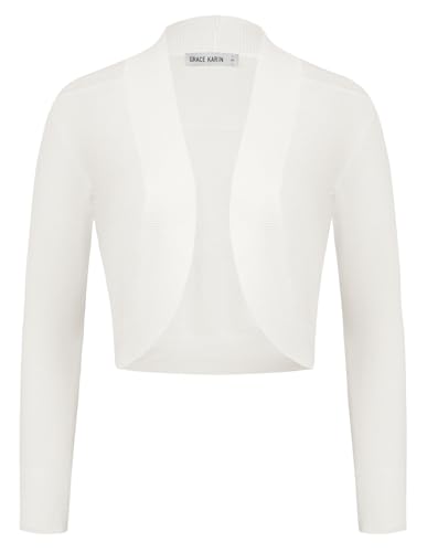Damen Elegante Bolero Langarm Strickjacke Vorne Offen Schulterjacke...