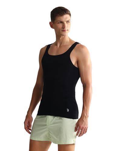 Image of U.S. Polo ASSN. Men's EV006 Pure Cotton Ribbed Vest - Pack of 1