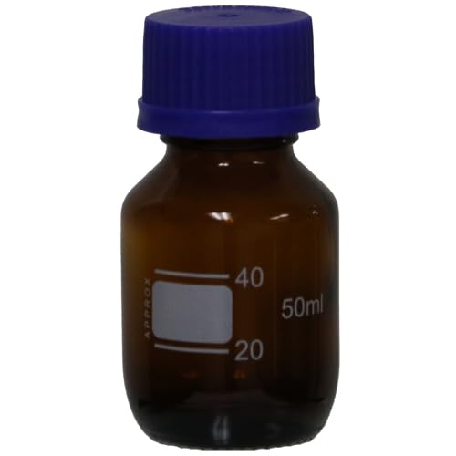 Karter Scientific 50ml Glass Media Storage Bottles, Amber, Round, with GL32 Screw Cap, 254G11 (Case of 10)