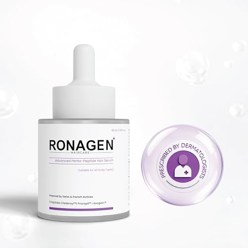 Image of Ronagen+ Advanced Penta-Peptide Hair Serum for Hair Growth & Fall Control | 5% Redensyl, 3% Procapil, 3% Anagain | Scalp Treatment for Thinning & Density | 50ml
