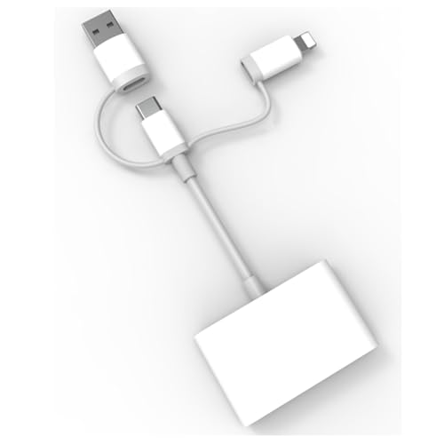 Ticenpe Lector de tarjetas SD USB C USB A Lightning macho lector de tarjetas 5 en 1 adaptador de tarjetas con SD/Micro SD/2 puertos USB/puerto de carga C, lector de tarjetas de memoria para iPhone