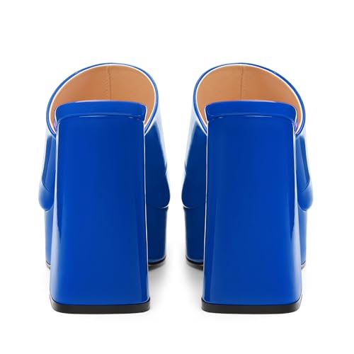 Image of Women Square Open Toe Platform Chunky Heel Slide Sandals