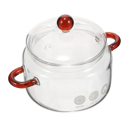 UKCOCO Cacerola de Vidrio Borosilicato Resistente al Calor con Tapa Olla Transparente para Guisos y Sopas Diseño de Doble Asa Capacidad para Cocina