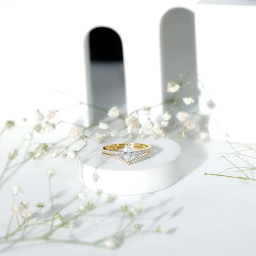 1 Carat Zircon Ring Set with Enhancer Band, AAAA Quality, CZ Bridal Engagement Wedding Set 2 Pcs3