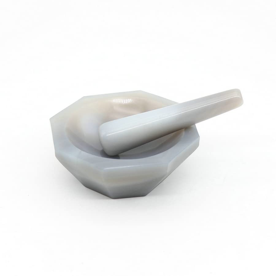 Mortier en agate de 110 mm - Pour utilisation en laboratoire - Mortier et pilon - Résistant à l'usure - Avec tige de meulage