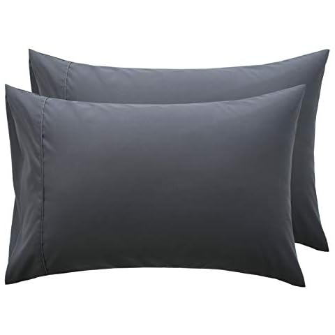 BEDSURE Pillow Cases 2 Pack Dark Grey - Brushed Microfiber Pillowcase with Envelope Closure, 50 x 75 cm Cover