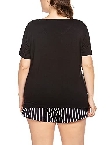 IN'VOLAND Women Pj Plus Size Sleepwear Short Sleeve Tops and Short Pants Pajama Sets 2 Pieces Sleepwear Night Wear Nightgown Classic Black - Image 5
