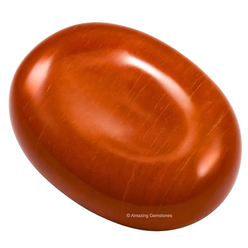 Image of Amazing Gemstone Red Jasper Crystals and Healing Stones - Large Palm Stone Crystals Piedra - Crystal for Good Luck, Balanced Positive Energy, Meditation - Unique Stocking Stuffers and Gifts for Women