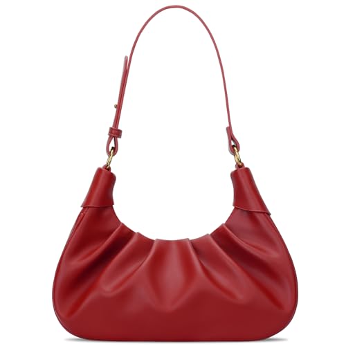 Image of KKXIU Shoulder Bag Crescent Handbag Ruched Purse Underarm Bag Mini Hobo for Women