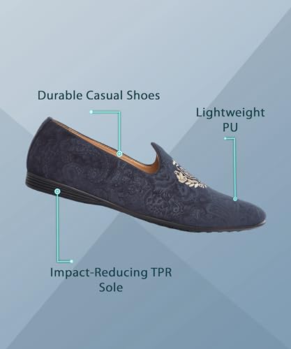 Image of San Frissco Men's Formal Loafers with Velvet Embroidered Design Trending Shoes /Moccasins Jutti for Festive, Wedding, Party Slip-On Loafers /Stylish Lightweight and Comfortable Mojaris