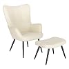 WOLTU Relax fauteuil Fauteuils Vintage retro fauteuil Gestoffeerde fauteuil met kruk TV fauteuil Wing fauteuil Sherpa…