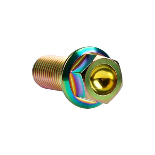 Image of Titanium Bolt Hex Small Flange Head M12x30mm Pitch 1.25, Rainbow | 30 35 40 45 50 55 60 65 70 75 80 85 90mm 1.25 /1.5mm Pitch Screws for Motorcycle Car Modification Pack of 4