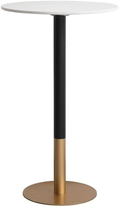 Elegant Decor Ronan 23" Faux Marble and Metal Pub Table in White