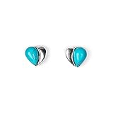 925 Sterling Silver and Turquoise Miniature Heart Stud Earrings, Heart Jewellery, Minimal Earrings, Gift for Her