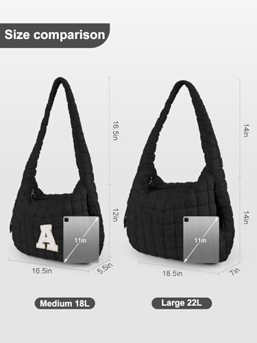 Image of Puffer Tote Bag for Women initial Tote Bag Quilted Large Carryall Bag Puffy Cross-body Bag Hobo Handbags
