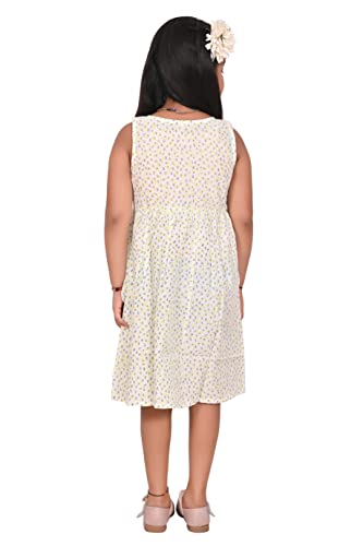 Image of minicult Kids Printed Cotton Frock Dress for Baby Girls|Comfortable Summer Wear Western Dress| Knee Length, Bachho ki Frock for Birthday, Evening Green