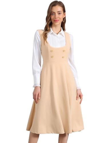 Image of Allegra K Gothic Overall Dress for Women's Lace Trim Midi Dress
