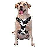 Hundegeschirr mit Kuhmuster, leicht, weich, verstellbar, kleines Geschirr und Leine, geeignet für Welpen, kleine und mittelgroße Hunde, Größe XL, Schwarz / Weiß