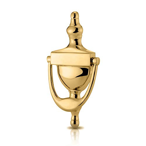 XFORT Traditional Door Knocker Polished Brass Victorian Urn Door Knockers for Front Door Front Door Furniture with a Classic Period Design Perfect for Alerting You of Visitors to Your Home