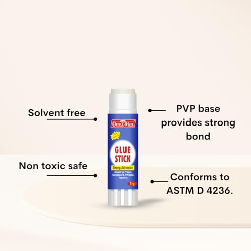 Image of Soni Officemate Glue Stick 8 gm Pack of 30 |Strong Hold, Quick-Dry PVP Adhesive | Child-Safe & Multi-Purpose | Ideal for DIY, School, Office & Craft Use