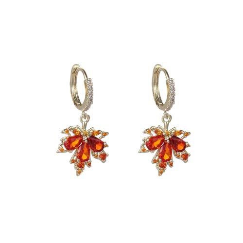 Fall Earrings Rhinestone Orange Earrings Crystal Drop Autumn Earrings Perfect Jewelry Maple Leaf Earrings for WomenThanksgiving Fall Accessories for Women