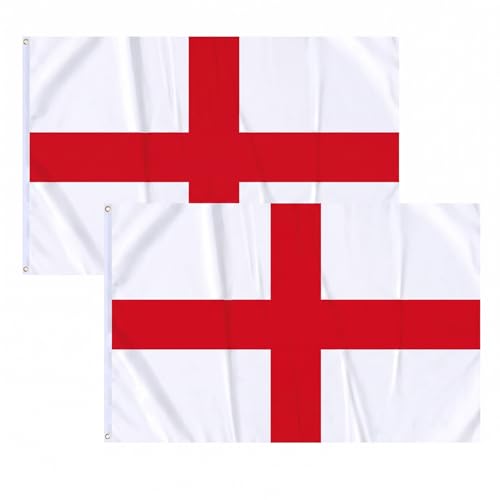 Homissor England Flag 3x5 English Flags 2 Pack for Soccer Games Party Vivid Color Large International Country England Banner for Sports Events Bars Sports Clubs Room Classroom Decorations with 2 Brass Grommets