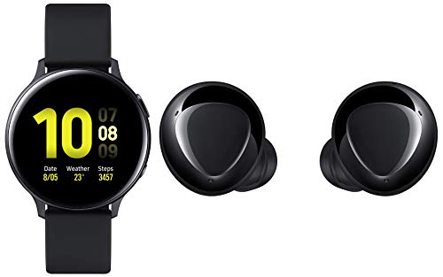 Image of Samsung Galaxy Watch Active 2 (Bluetooth, 44 mm) - Black, Aluminium Dial, Silicon Straps with Buds+