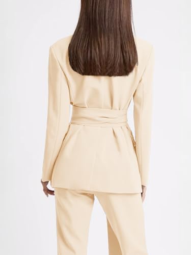 Womens-2-Piece-Business-Casual-Outfits-Elegant-Belted-Blazer-Jacket-Straight-Leg-Pants-Sets-Office-Work-Clothes Women's 2 Piece Business Casual Outfits | Elegant Belted Blazer Jacket Straight Leg Pants Sets | Office Work Clothes