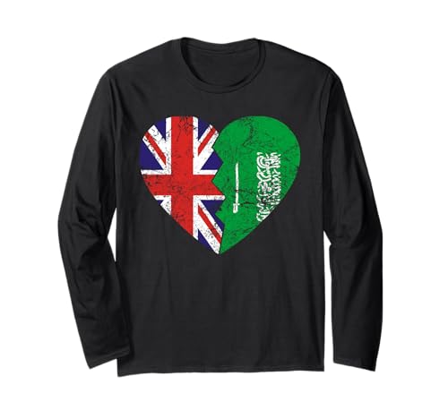 Saudi British Flags Heart | Reino Unido Arabia Saudita Manga Larga