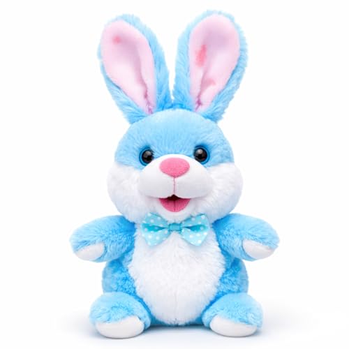 Image of Interactive Talking Rabbit Toy for Kids - Blue Repeating Bunny Plush with Voice Recording, Music & Movement | Intelligent Walking & Talking Animal Toy | Battery Operated Soft Toy (Blue Rabbit)