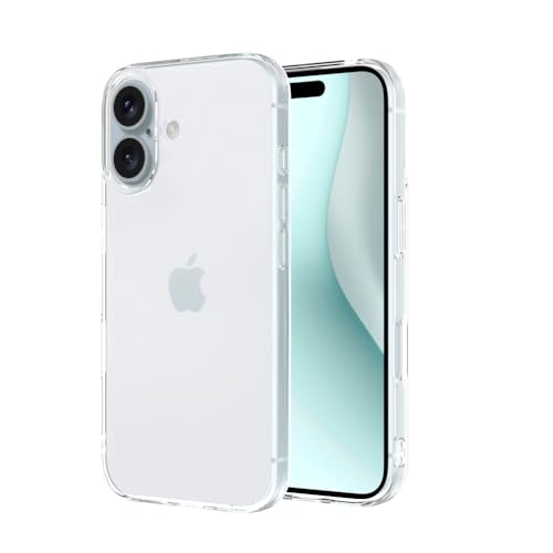 Captor Cover iPhone 16, Custodia Trasparente in Silicone Morbido, Protezione Fotocamera, Anti-Ingiallimento, Flessibile e Resistente per iPhone 16 Cover (Bordi Rialzati)