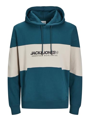JACK & JONES Jjelegacy Blocking Sudadera con Capucha Noos, Azul Oscuro/Detalle: Bloqueo, M para Hombre